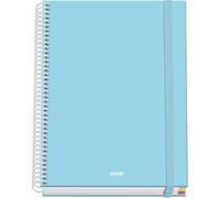 DOHE - A5 Squared Notebook - 100 Sheets, 90 gsm, Size 16.2x21 cm, Hard Cover, Ring-Bound with Elastic Closure, 5 mm Grid, School Supplies - SERENITY Blue