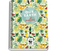 DOHE - A5 Squared Notebook - 80 Sheets, 90 gsm, Size 15x21 cm, Rigid Card Cover, Ring-Bound, 4 mm Grid, School Supplies - WWF Tropic