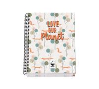 DOHE - A5 Squared Notebook - Spiral Binding, 100 Sheets of 90 g/m², 5 mm Square, Hardcover, FSC Mix AEN-COC-000243, WWF Love Our Planet, School Supplies