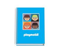 DOHE - A5 Squared Notebook - Spiral Binding, 100 Sheets of 90 g/m², 5 mm Square, Hardcover, Playmobil Core, FSC Mix AEN-COC-000243, School Supplies - Blue