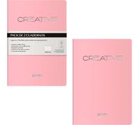 DOHE - A6 Plain Interior Notebooks (2 pcs.) - Size 9x14 cm, 40 Sheets (80 pages), 90 g/m², Notes, Organization or Drawing, Flexible Soft Cover - CREATIVE Pink