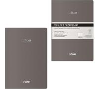DOHE - A6 Plain Interior Notebooks (2 pcs.) - Size 9x14 cm, 40 Sheets (80 pages), 90 g/m², Notes, Organization or Drawing, Flexible Soft Cover - OFFICER Grey