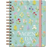 Dohe - Agenda 2026 - Week View, A5 (15 x 21 cm), Soft Cardboard Cover, Double Spiral Closure, Elastic Rubber, 4 Sticker Pages, Side Index, Yearly Planner in Spanish - Botanical Bouquet