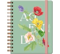 Dohe - Agenda 2026 - Week View, A5 (15 x 21 cm), Soft Cardboard Cover, Double Spiral Closure, Elastic Rubber, 4 Sticker Pages, Side Index, Yearly Planner in Spanish - Botanical Romantic