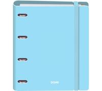 Dohe - Binder with Refill - 4-Ring Polyfoam Folder, A4 (28x32 cm), 100 Squared Sheets, Soft and Durable, Coloured Dividers, Extra Storage Pocket and Elastic Band - Serenity Blue
