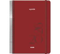 Dohe - Diary 2026 - Day per Page, A5 Size (14x20 cm), Spiral Binding and Elastic Band, 12 Months January to December, Annual Planner in Spanish - Montana Burgundy