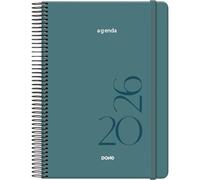 Dohe - Diary 2026 - Day per Page, A5 Size (14x20 cm), Spiral Binding and Elastic Band, 12 Months January to December, Annual Planner in Spanish - Montana Green
