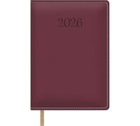 Dohe - Diary 2026 - Day per Page, A5 Size (15x21 cm), Soft Hardcover Leatherette, Bookmark, 12 Months January to December, Annual Planner in Spanish - Bologna Burgundy