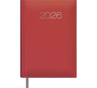 Dohe - Diary 2026 Portuguese - Day per Page, A5 Size (14x20 cm), Leatherette Hardcover, 12 Months January to December, Annual Planner with Bookmark - Estoril Red