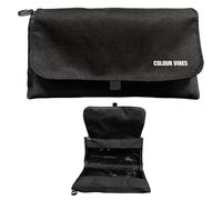 Dohe - Double School Pencil Case - 2 Zipped Compartments, 3 Transparent Windows, Fillable Timetable Card, Spacious 22x10x6.5 cm, Resistant and Flexible Polyester - Black