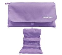 Dohe - Double School Pencil Case - 2 Zipped Compartments, 3 Transparent Windows, Fillable Timetable Card, Spacious 22x10x6.5 cm, Resistant and Flexible Polyester - Violet