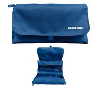 Dohe - Double School Pencil Case - 2 Zipped Compartments, 3 Transparent Windows, Fillable Timetable Card, Spacious 22x10x6.5 cm, Resistant and Flexible Polyester - Blue