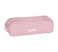 DOHE - Double Silicone Pencil Case - 2 Zippered Compartments, Multipurpose Rectangular Pencil Case, Soft Touch, 20x6x7 cm - Serenity Pink