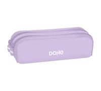 DOHE - Double Silicone Pencil Case - 2 Zippered Compartments, Multipurpose Rectangular Pencil Case, Soft Touch, 20x6x7 cm - Serenity Purple
