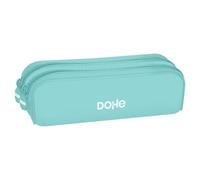DOHE - Double Silicone Pencil Case - 2 Zippered Compartments, Pencil Case Multipurpose Rectangular, Soft Touch, 20x6x7 cm - Serenity Green