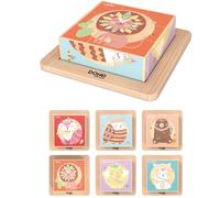 Dohe Educa - 3D Puzzles Wooden Cubes (6 pcs.) - 9 Blocks per Puzzle and Base, Animal Theme, Children's Puzzle, Montessori Method Toy, School and Educational Supplies
