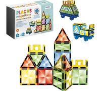 Dohe Educa - Magnetic Building Blocks (18 Pieces) - Tiles with Stickers to Create Shapes, 4-Coloured Plates, STEM, Educational Toy for Children Aged 3 to 8