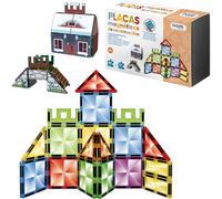 Dohe Educa - Magnetic Building Blocks (20 Pieces) - Tiles with Stickers to Create Shapes, 4-Coloured Plates, STEM, Educational Toy for Children Aged 3 to 8