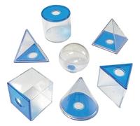 Dohe Educa - Transparent 3D Geometric Shapes - GeoSolids Math Learning Ages 6-10, Removable Base, Includes Prism, Pyramids, Cube, Cylinder, Cone and Sphere