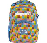 DOHE - Ergonomic School Backpack - Large Capacity (20L), 6 Pockets, Laptop/Tablet Compartment, Trolley Straps - Playmobil Unite as One