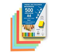 Dohe - Intense Colored Sheets (500 pcs) - 5 Assorted Colors, A4 Paper (21x29.7 cm), 80 GSM Thickness, Sheets for Printing, Drawing, Crafts, Decoration, Binding