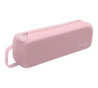 Dohe - Quadruple School Pencil Case - 4 Compartments with Zip, Made of Soft and Durable Silicone, 24x6.2x6.5 cm, Includes Carry Handle, School Supplies - Pink