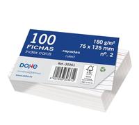 Dohe - Ruled Cardstock Sheets (100 pcs.) - Cards for Writing Notes, Size 12.5 x 7.5 cm, 180 g/m², No. 2, Office Supplies - FSC Mix AEN-COC-000243 - White