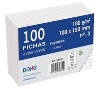 Dohe - Ruled Cardstock Sheets (100 pcs.) - Cards for Writing Notes, Size A6 (15 x 10 cm), 180 g/m², No. 3, Office Supplies - FSC Mix AEN-COC-000243 - White