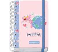 Dohe - School Diary 2024 2025 - Day by Page, Size A6 (12 x 17 cm), Ring Closure and Rubber, Spanish and English, 4 Sticker Pages, September to June, School Supplies - Pink Panther ecoPink