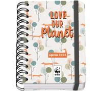 Dohe - School Diary 2024 2025 - Day by Page, Size A6 (12 x 17 cm), Ring Closure and Rubber, Spanish and English, 4 Sticker Pages, September to June, School Supplies - WWF Love Our Planet