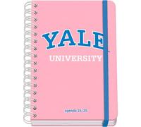 Dohe - School Diary 2024 2025 - Week View, Size A5 (15 x 21 cm), Ring Closure and Rubber, Spanish and English, 4 Sticker Pages, September to June, School Supplies - Yale University Pink Lady