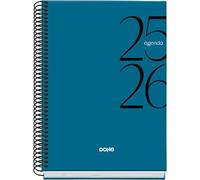 Dohe - School Planner 2025 2026 - Day per Page, A5 Size (15x21 cm), Spanish and English, September to June, Spiral Binding, Hard Cover - SYSTEM Blue
