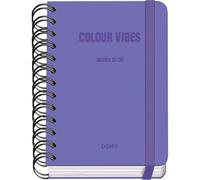 Dohe - School Planner 2025 2026 - Day per Page, A6 Size (12x17 cm), Spanish and English, Double Spiral Binding and Elastic Band, Hard Cover, 4 Sticker Sheets - COLOUR VIBES Purple