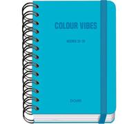 Dohe - School Planner 2025 2026 - Day per Page, A6 Size (12x17 cm), Spanish and English, Double Spiral Binding and Elastic Band, Hard Cover, 4 Sticker Sheets - COLOUR VIBES Cyan