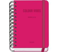 Dohe - School Planner 2025 2026 - Day per Page, A6 Size (12x17 cm), Spanish and English, Double Spiral Binding and Elastic Band, Hard Cover, 4 Sticker Sheets - COLOUR VIBES Pink