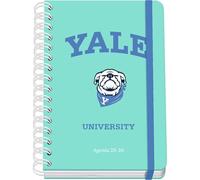 Dohe - School Planner 2025 2026 - Week to View, A5 Size (15x21 cm), Spanish and English, Double Spiral Binding and Elastic Band, Hard Cover, 4 Sticker Sheets - Yale University Dog
