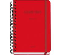 Dohe - School Planner 2025 2026 - Week to View, A5 Size (15x21 cm), Spanish and English, Double Spiral Binding and Elastic Band, Hard Cover, 4 Sticker Sheets - COLOUR VIBES Red