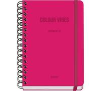 Dohe - School Planner 2025 2026 - Week to View, A5 Size (15x21 cm), Spanish and English, Double Spiral Binding and Elastic Band, Hard Cover, 4 Sticker Sheets - COLOUR VIBES Pink