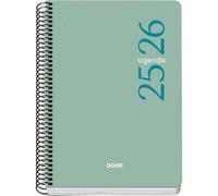 Dohe - School Planner 2025 2026 - Week to View, A5 Size (15x21 cm), Spanish and English, September to June, Spiral Binding, Flexible Cover - ESENCIAL Green