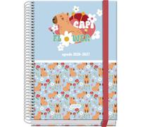 Dohe - School Planner 2026 2027 - September To June, Day per Page, A5 (15x21 cm), Hard Cover, Spiral Binding and Elastic Closure, 2 Sticker Pages, Spanish and English - Capi Flower