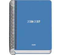 Dohe - School Planner 2026 2027 - September to June, Day per Page, A6 (12x17 cm), Flexible Hard Plastic Cover, Spiral Binding, Spanish and English - Element Blue