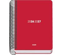 Dohe - School Planner 2026 2027 - September to June, Day per Page, A6 (12x17 cm), Flexible Hard Plastic Cover, Spiral Binding, Spanish and English - Element Red