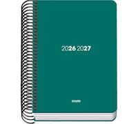 Dohe - School Planner 2026 2027 - September to June, Day per Page, A6 (12x17 cm), Flexible Hard Plastic Cover, Spiral Binding, Spanish and English - Element Green