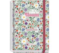 Dohe - School Planner 2026 2027 - September To June, Week to View, A5 (15x21 cm), Hard Cover, Spiral Binding and Elastic Closure, 2 Sticker Pages, Spanish and English - Bloom