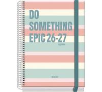 Dohe - School Planner 2026 2027 - September To June, Week to View, A5 (15x21 cm), Hard Cover, Spiral Binding and Elastic Closure, 2 Sticker Pages, Spanish and English - Epic