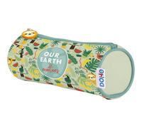 DOHE - Simple Pencil Case - 1 Compartment, Multipurpose Round Pencil Case, 21x7.5 cm, Zipper Closure Zipper, Made of Durable Polyester - WWF Tropic