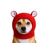 Dohia Quiet Ears for Dogs Ear Muffs Noise Protection Warm Dog Knitted Hats Winter Neck and Ear Warmer Hood for Pets Cat Dogsfor Medium to Large Dogs Cats Pets ST3-BNGGM (Red)