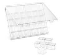 DOHIMGIO 30 Packs Plastic Stackable Organizer Container with Lids, Mini Containers for Beads, Glitter, Slime, Paint or Seed Storage - Black (Transparent)