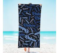 DOHOATI Personalised-Beach-Towel for Adults Kids Custom Name Large Swimming Pool Towel Quick Dry Lightweight Summer Gift (155x78cm, 61x31in) Blue Gray Text