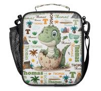 DOHOATI Personalized-Kids-Lunch-Bag for Girls Boys Custom Insulated Lunch Box Cool Lunch Bag Tote Bag for School Picnic Travel Cute Dinosaur